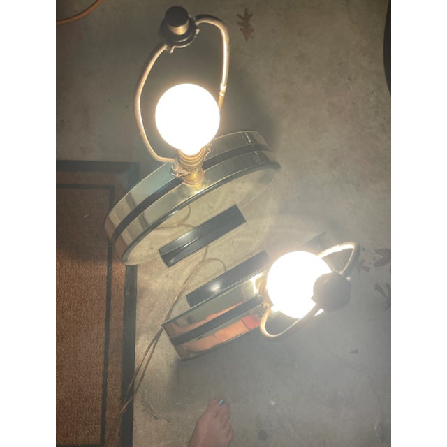 Vintage Oval Beveled Mirror With Flower Table Lamps - a Pair For Sale - Image 12 of 12