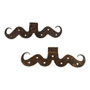 18th Century Pair of Rustic Primitive Black Smith Hand Wrought Hinges