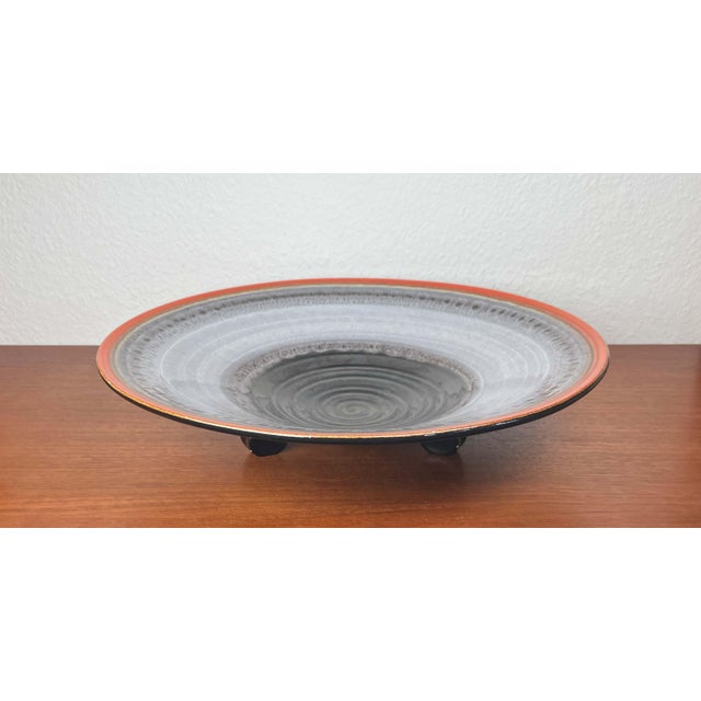 Ceramic Large Art Deco German Ceramic Tripod Bowl from Karlsruher Majolika, 1940s For Sale - Image 7 of 18