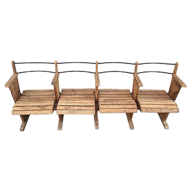 Antique Industrial Wooden Bench For Sale