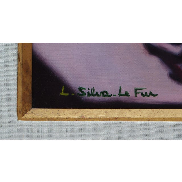 Mid-Century Modern Liliane Silva Le Fur Oil Painting "Reflexion" For Sale - Image 3 of 4