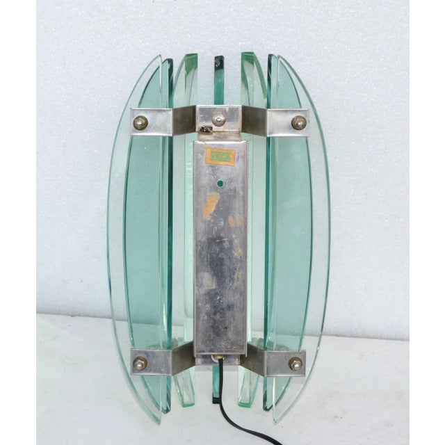 Italian Veca Clear & Green Glass Wall Sconces Mid-Century Modern 1970, Pair For Sale - Image 10 of 13
