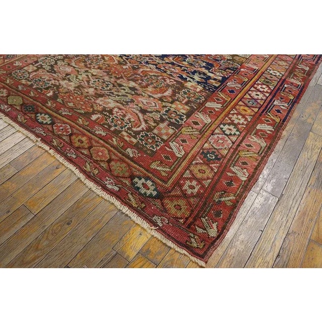 Appreciable Red Ruby Color Wiht Detail Rosette Geometric Pattern Antique Persian Kurdish Rug For Sale In New York - Image 6 of 9