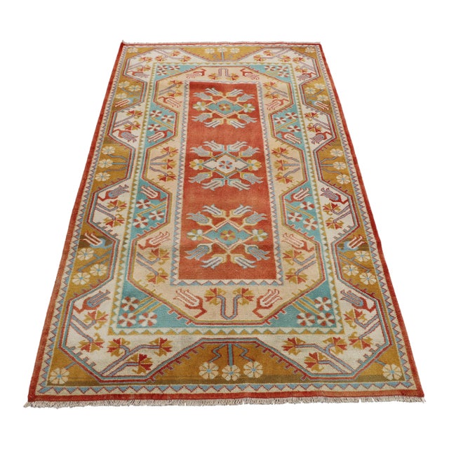 1970s Boho Style Handmade Cream Milas Area Rug For Sale