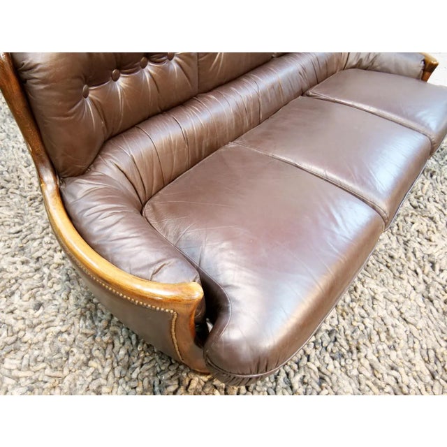 Arts & Crafts Style Leather Sofa, 1950s For Sale - Image 15 of 18