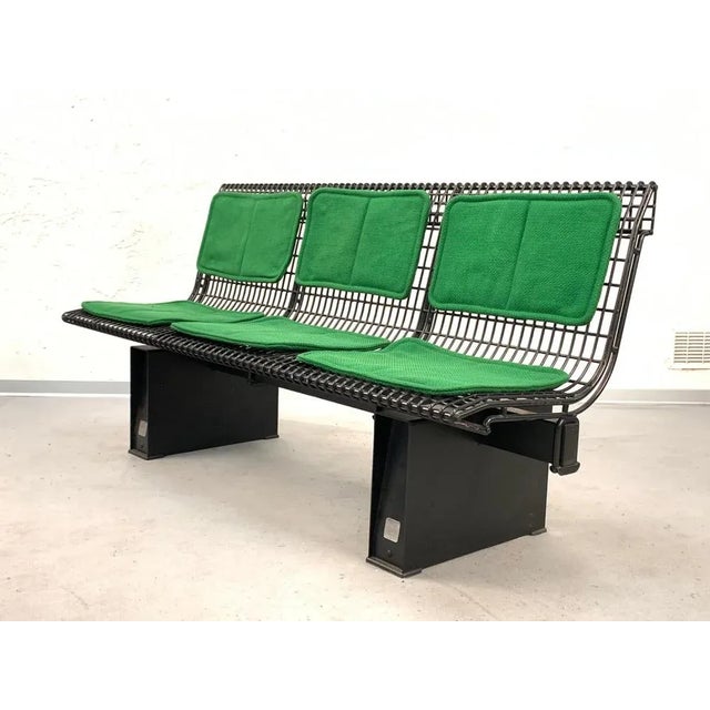 Italian Green Fabric & Enameled Steel Bench by Marco Fantoni for Tecno, 1982 For Sale - Image 10 of 15
