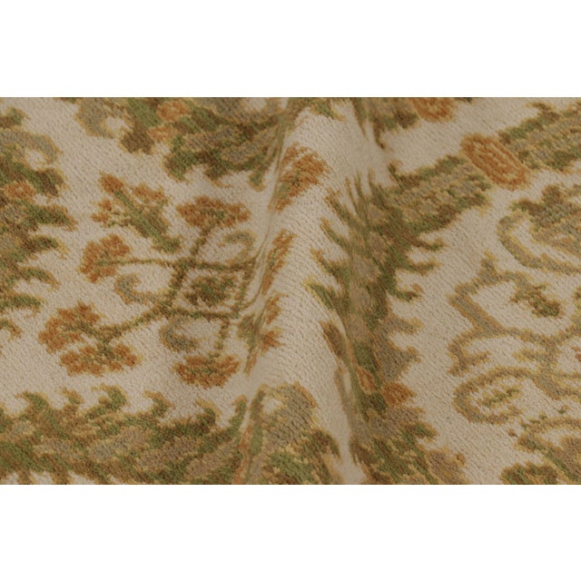 Textile Antique Spanish Rug in Green and Beige With Medallion Pattern | Rug & Kilim For Sale - Image 7 of 8