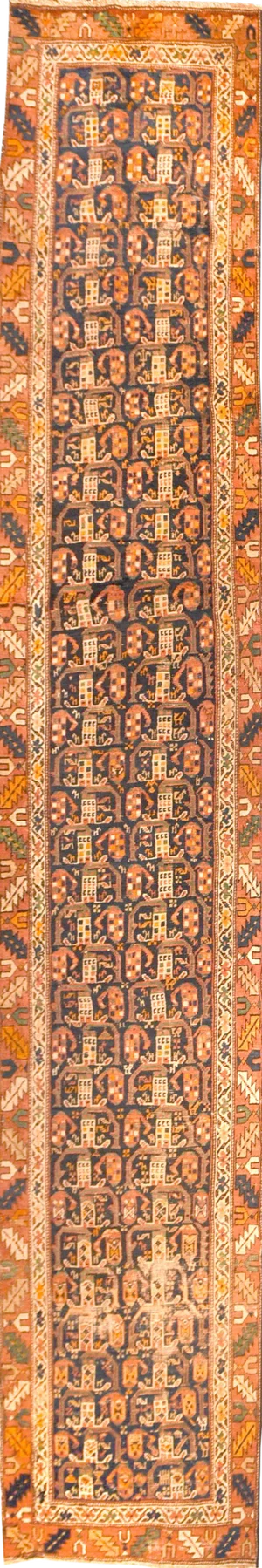 Antique 1910s North West Persian Hand Knotted Runner Rug 2'11" X 13'7"