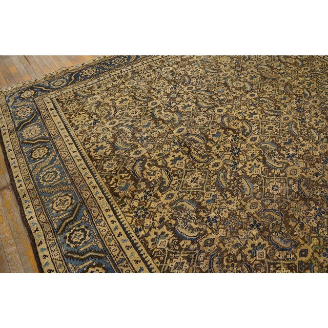 Spectacular Brown-Sienna Bakcground With Allover Pattern Antique Persian Bakshaish Rug For Sale In New York - Image 6 of 12