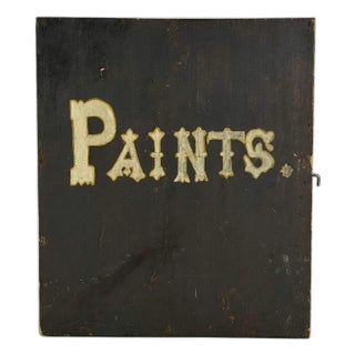 Epic 19th Century Painters Wooden Cupboard Box With Hand Painted Label and Construction For Sale