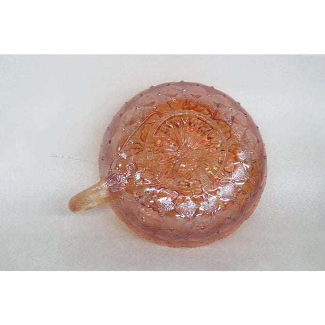 Imperial Marigold Carnival Glass Quilted Pansy Flowers Nappy Candy Dish For Sale - Image 9 of 12