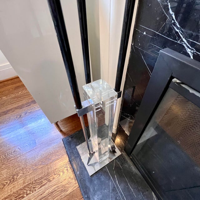 Metal Alessandro Albrizzi Acrylic and Chrome Fireplace Tool Set – Mid-Century Modern For Sale - Image 7 of 9