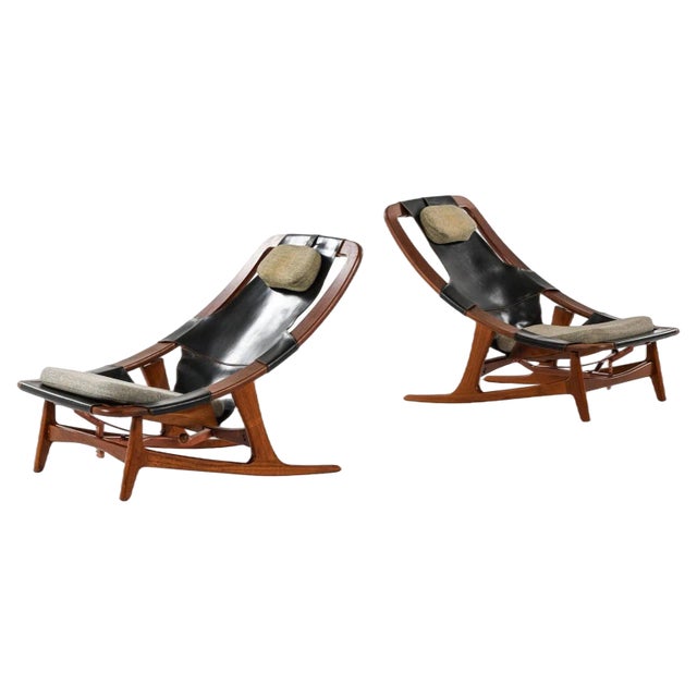 Set of Model Holmenkollen Lounge Chairs by Arne Tidemand-Ruud attributed to Norcraft, 1960s For Sale