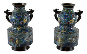 Late 19th Century Cloisonne Enamel Vases, Japan, Set of 2