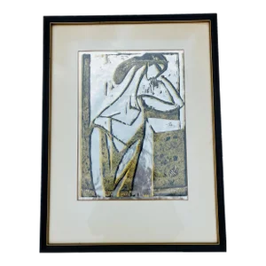 Modernist Female Figure Dated 1969, Framed