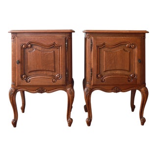 Antique French Quartersawn Oak Louis XV Nightstands - a Pair For Sale