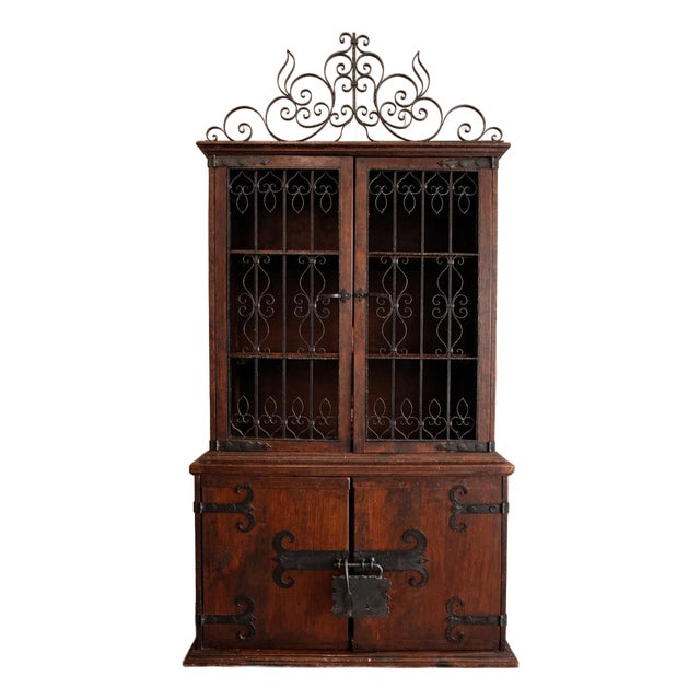 Late 19th Century Monumental Spanish Colonial Cabinet With Wrought Iron Doors For Sale