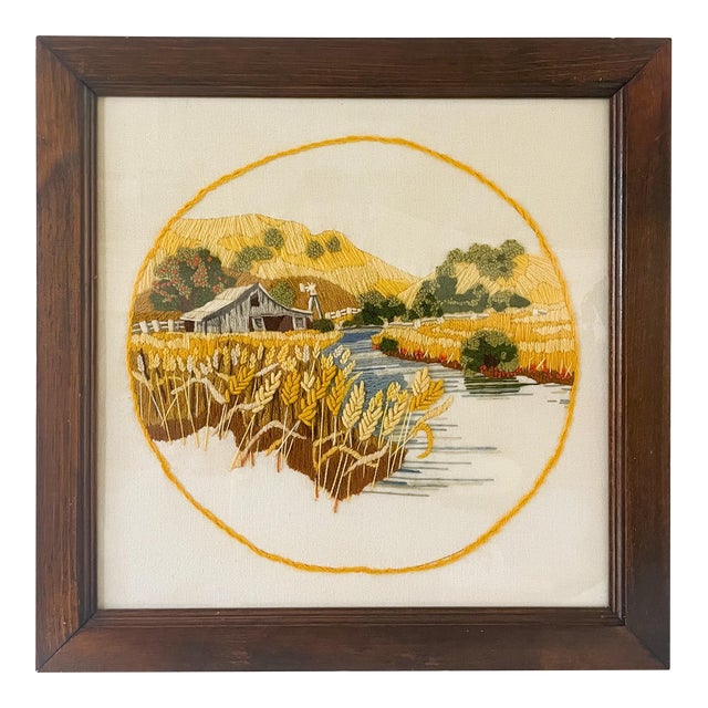 Vintage Crewel Embroidery Art Framed Chairish