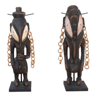 Antique Bamana Jo Society Couple on Custom Stand For Sale