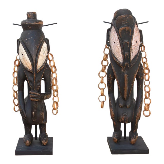 Antique Bamana Jo Society Couple on Custom Stand For Sale
