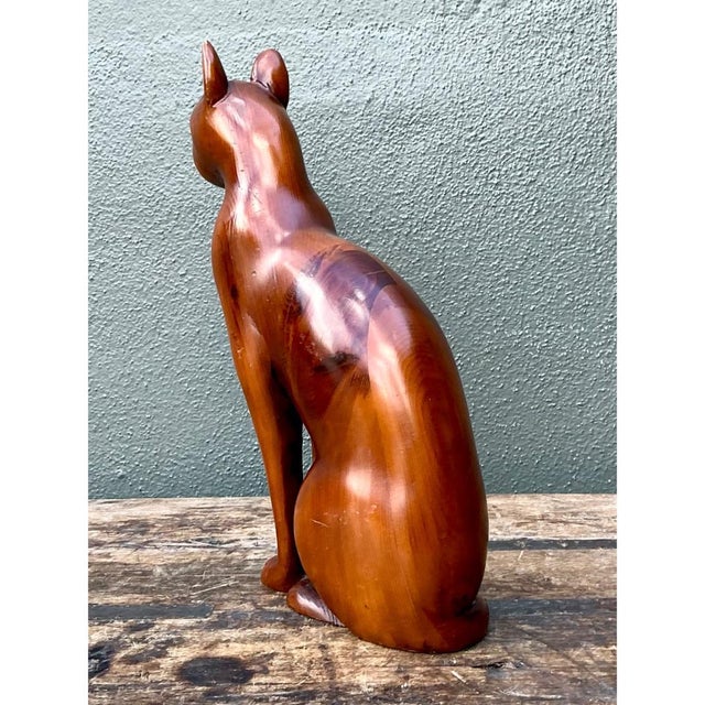 Vintage Carved Wood Cat For Sale - Image 10 of 13