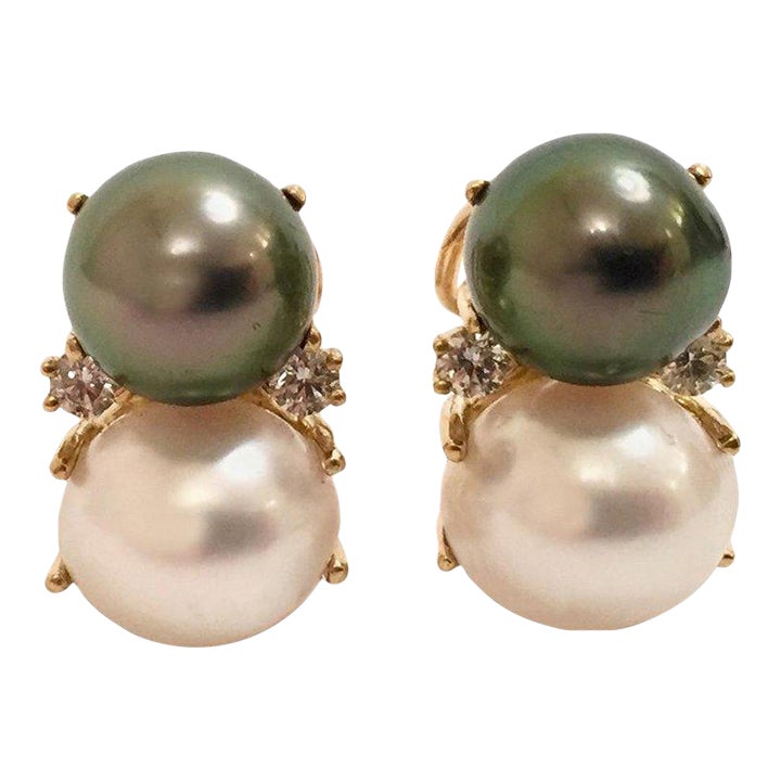 Christina Addison 18kt Medium Gum Drop Earrings With Pearls and ...