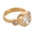 Vintage Gia 3.52 Carat Old Mine Cut Diamond 18k Yellow Gold Trilogy Ring, Size 6 For Sale - Image 4 of 6