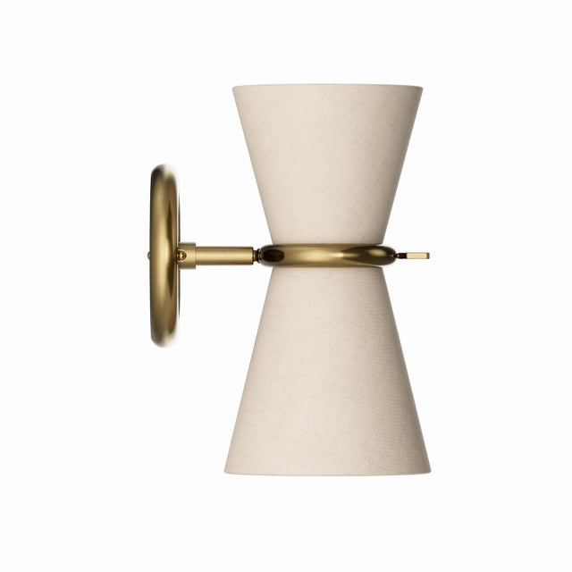 Gable Sconce, Antique Natural Brass with Oyster Shade For Sale In Detroit - Image 6 of 7
