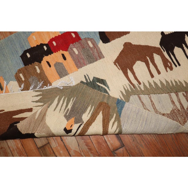 Turkish Vintage Pictorial Turkish Kilim rug no. j3247 For Sale - Image 3 of 6