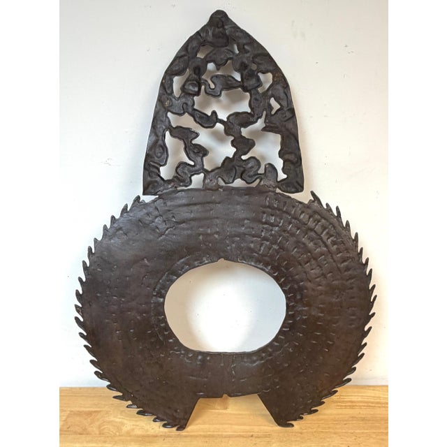 Metal Monumental Buddhist Aureole (Halo) Fragment with Seated Buddhas, China, 20th C. For Sale - Image 7 of 13