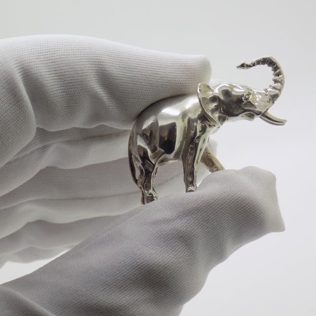 Silver Vintage Italian Handmade Silver 835 Elephant Figurine, Vicenza, 1970s For Sale - Image 8 of 13