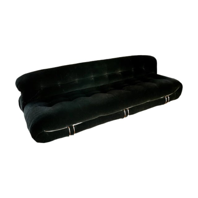 Black Corduroy 3-Seater Soriana Sofa by Afra & Tobia Scarpa for Cassina, 1972 For Sale - Image 3 of 13