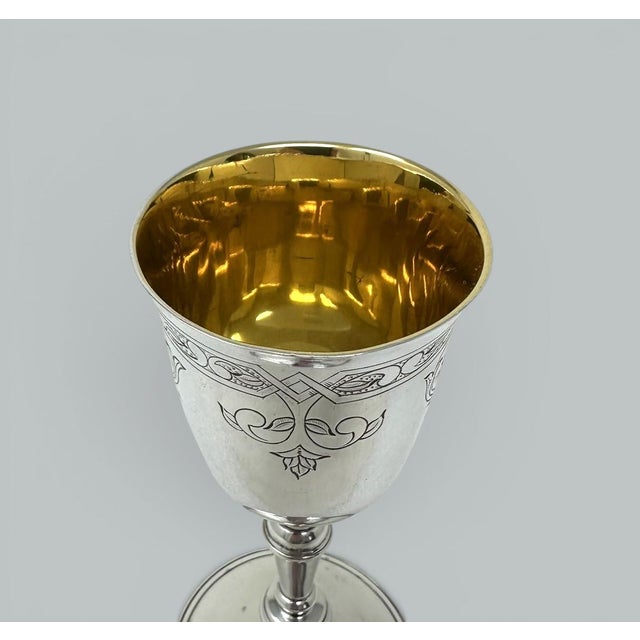 Wine Antique Vintage Sterling Silver Gilt Wine Religious Goblet Chalice 1971 5.5 Ozs For Sale - Image 8 of 8
