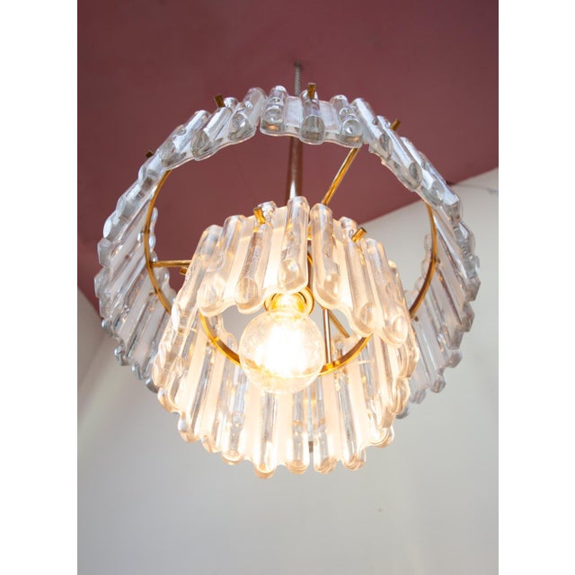 Ceiling Lamp with Ice Crystals and Brass in the style of Kalmar, 1960s For Sale - Image 4 of 9