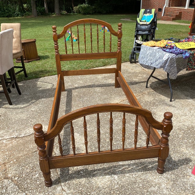 Vintage Turned Wooden Twin Bed Chairish