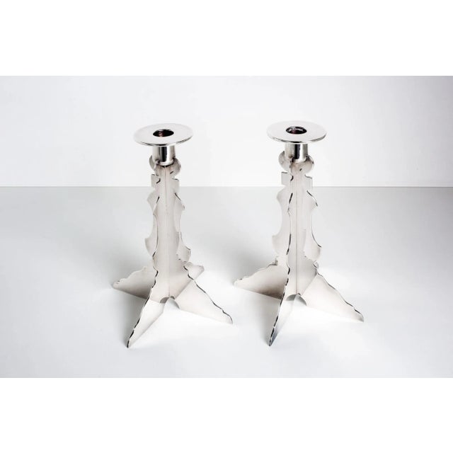 Postmodern Robert Venturi Post Modern Silver Candleholders for Swid Powell For Sale - Image 3 of 12