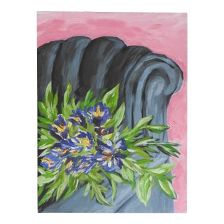 Late 20th Century Impressionist Flowers & Chair Painting For Sale