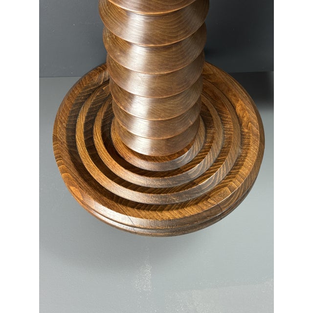 Mid-Century Brutalist French Wood Turned Winepress Side Table in the style of Charles Dudouyt, 1950s For Sale - Image 11 of 12