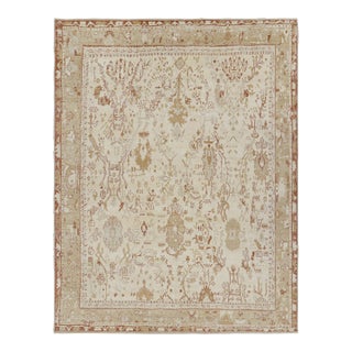 Rug & Kilim’s Oversized Oushak Style Rug in Cream White With Floral Patterns For Sale