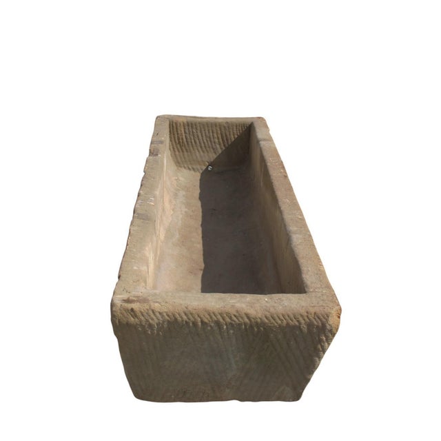 74" Inch Long Hand Chiseled Stone Trough 62 For Sale - Image 9 of 12