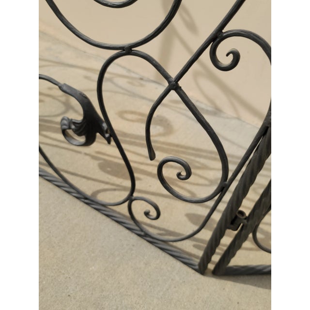 Vintage Three Panel Black Fireplace Screen Black Iron and Scrolled For Sale - Image 10 of 12