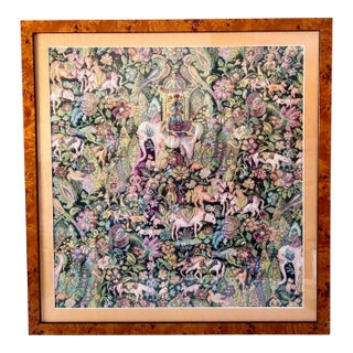 French Aubusson Style Safari Botanical Tapestry For Sale