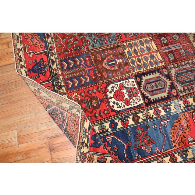 Red Early 20th Century Zabihi Collection Persian Bakhtiari Garden Box Rug - 10'8" x 13'6" For Sale - Image 8 of 12