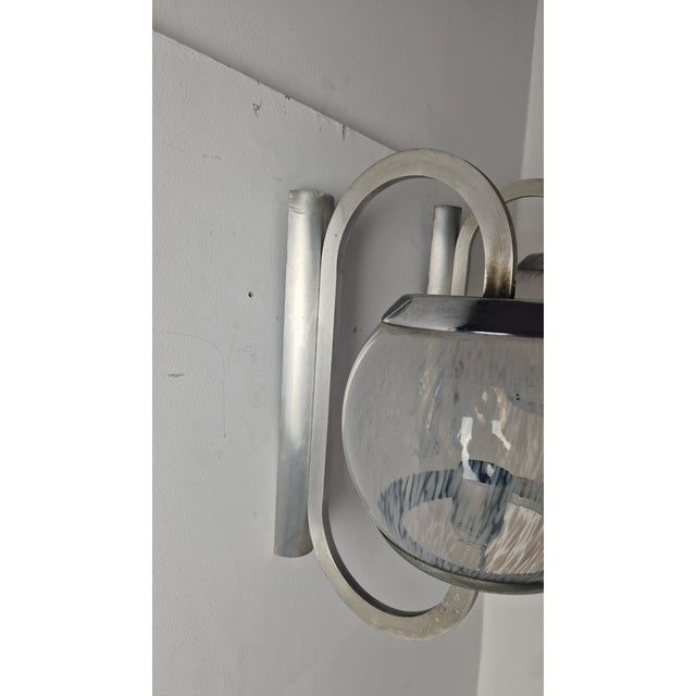 Wall Lamps in Chrome and Shaded Transparent Glass, 1960s, Set of 2 For Sale - Image 14 of 16
