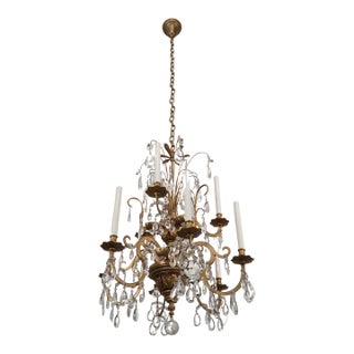 Mid 20th Century Plaza Hotel French Louis Bronze & Crystal Tiered Chandelier For Sale
