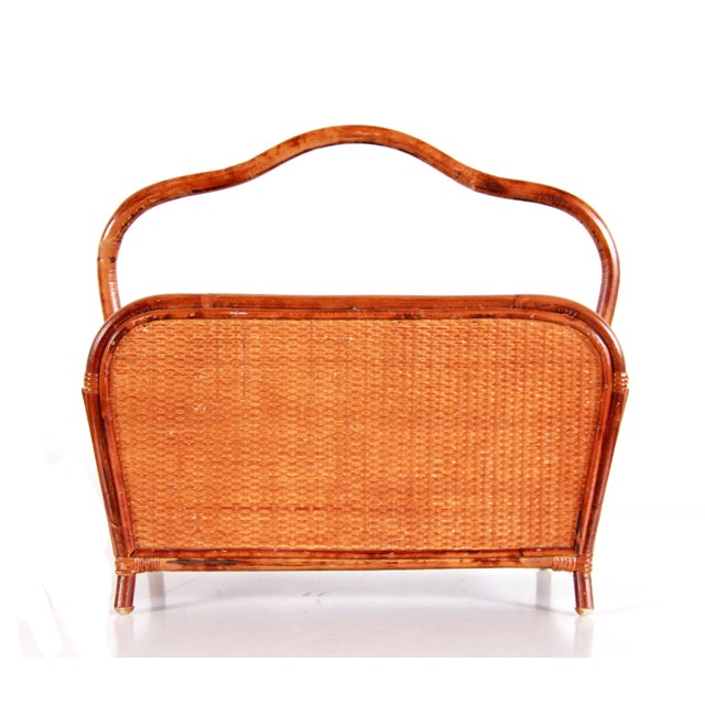 Vintage Bamboo Rattan & Woven Cane Magazine Rack / Book Holder Chairish