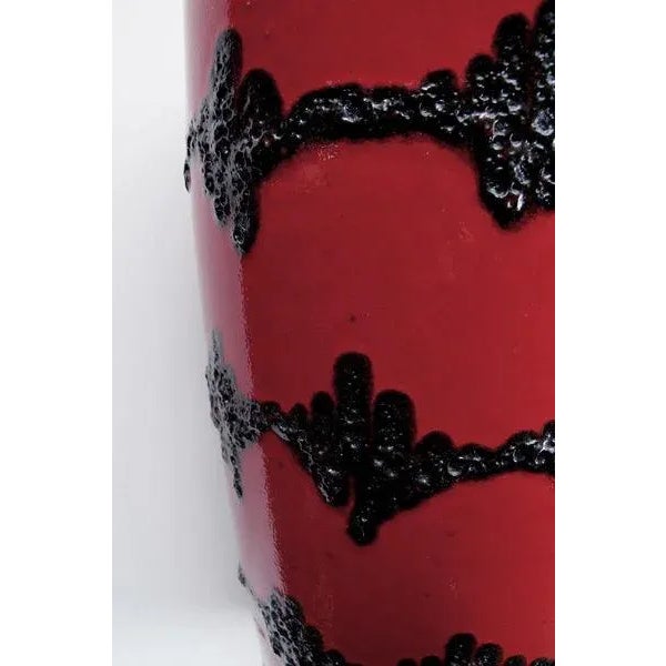 A Large-Scaled West German 1960's Red Glazed Ovoid Lava Pot For Sale - Image 4 of 5