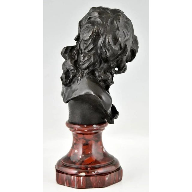 Antique Bronze Bust of a Smiling Child by Jean Antoine Injalbert, France, 1900s For Sale - Image 6 of 11