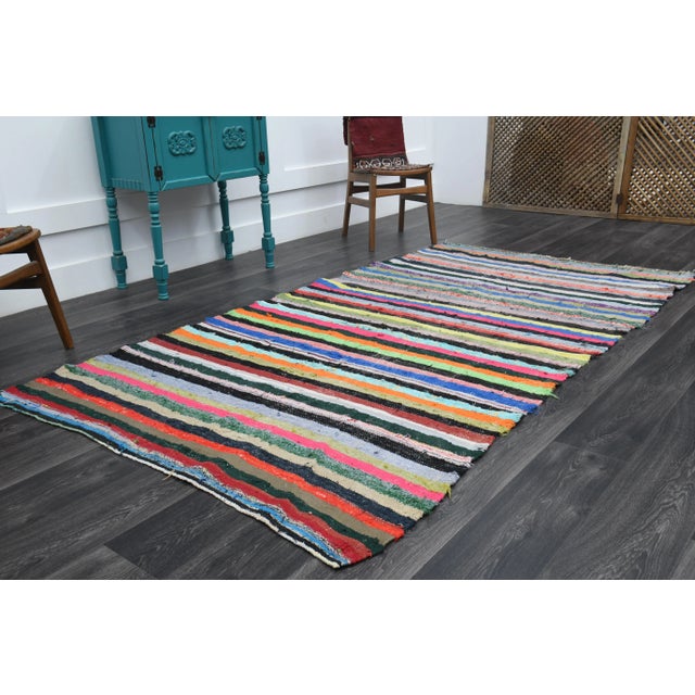 Vintage Turkish Oushak Handmade Wool Cotton Beige Kilim Runner For Sale - Image 4 of 11