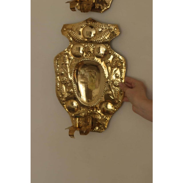 Mid-Century Baroque Swedish Brass Sconces For Sale - Image 14 of 18